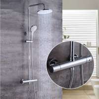 Constant Temperature Shower Mixer Brass Shower Set With Adjustable Shower Slide Bar Stainless Steel