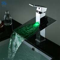 Water Bottle UPC Sink Waterfall Temperature Control LED Faucet