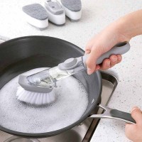 Kitchen handheld soap dispensing washing dish brush multifunction plastic scrub brush sink kitchen tool cleaning brush