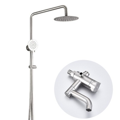 SS503R-Tengbo 304 stainless steel single cold 3 way cheap muslim shower set